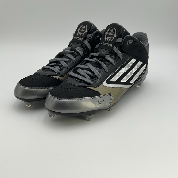 Adidas Lightning (Size 13 MEN) AdiZERO Black White Titanium Football Cleats #622 - Picture 1 of 11